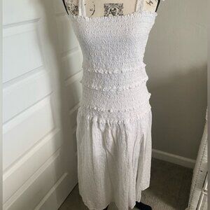 White Smocked Eyelet Dress